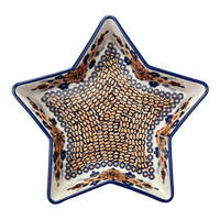 A picture of a Polish Pottery Star-Shaped Baker (Bouquet in a Basket) | M045S-JZK as shown at PolishPotteryOutlet.com/products/star-shaped-bowl-baker-bouquet-in-a-basket-m045s-jzk