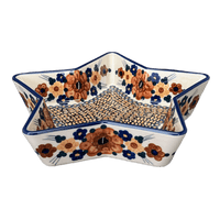 A picture of a Polish Pottery Star-Shaped Baker (Bouquet in a Basket) | M045S-JZK as shown at PolishPotteryOutlet.com/products/star-shaped-bowl-baker-bouquet-in-a-basket-m045s-jzk