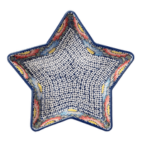 A picture of a Polish Pottery Star-Shaped Bowl/Baker (Fiesta) | M045U-U1 as shown at PolishPotteryOutlet.com/products/star-shaped-bowl-baker-fiesta-m045u-u1
