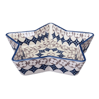 A picture of a Polish Pottery Star-Shaped Baker (Diamond Blossoms) | M045U-ZP03 as shown at PolishPotteryOutlet.com/products/star-shaped-bowl-baker-diamond-blossoms-m045u-zp03
