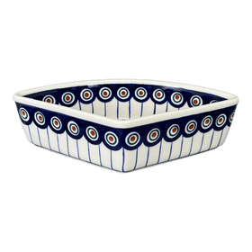 Polish Pottery Wedge-Shaped Bowl (Peacock in Line) | M048T-54A Additional Image at PolishPotteryOutlet.com