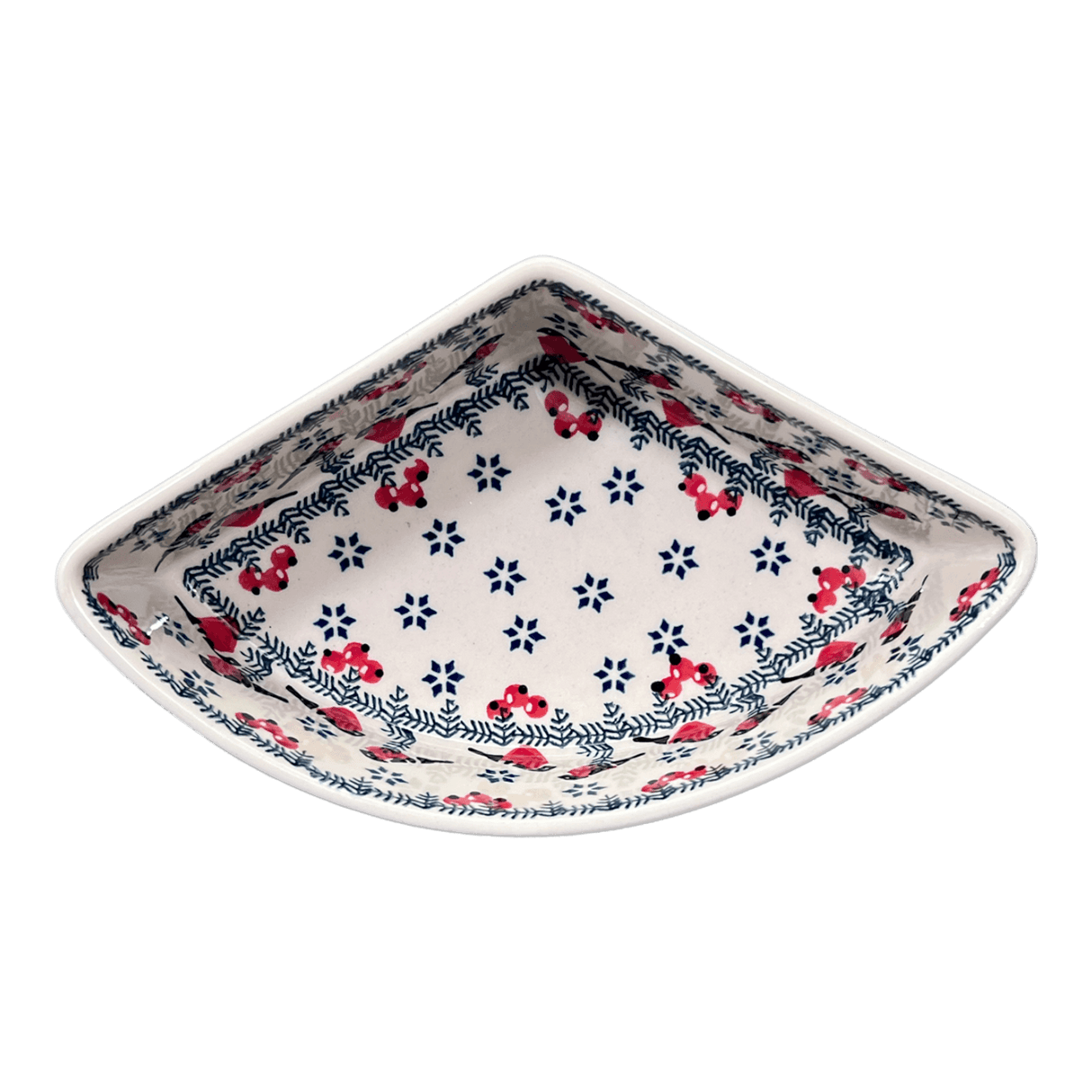 Bowl, Wedge-Shaped, 5" x 8.5" in "Red Bird" by Manufaktura | M048T-GILE