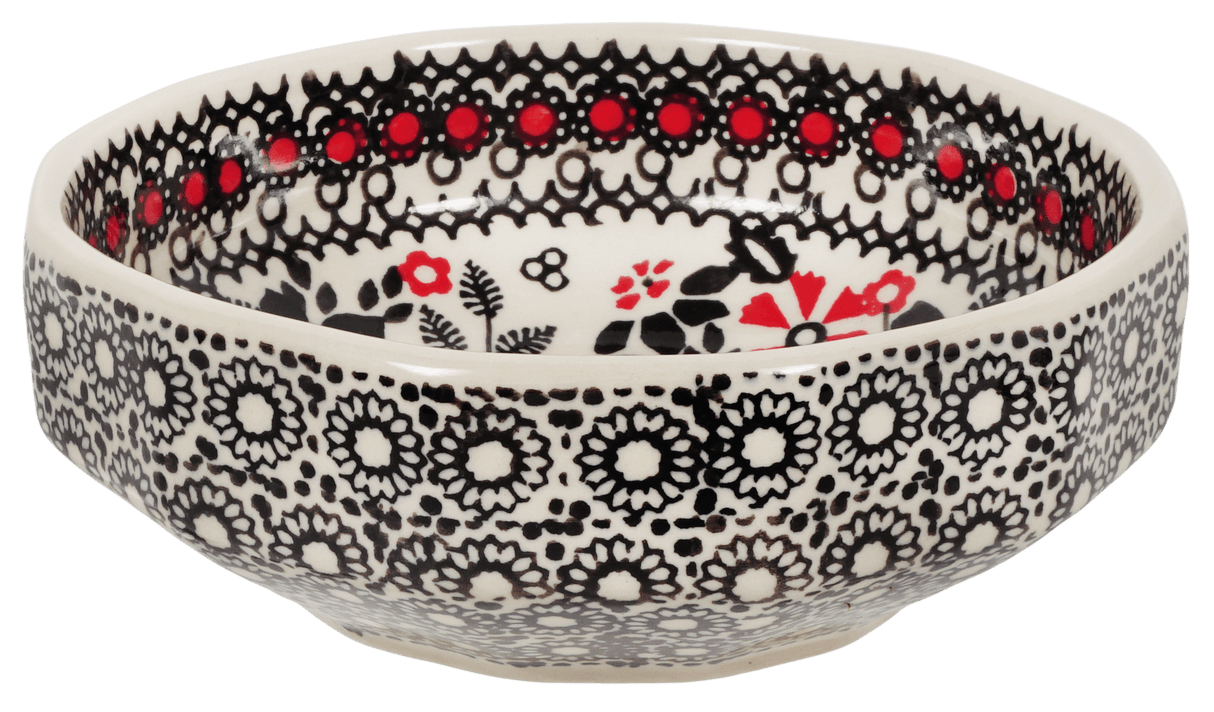 Bowl, Multiangular, 5" in "Duet in Black & Red" by Manufaktura | M058S-DPCC