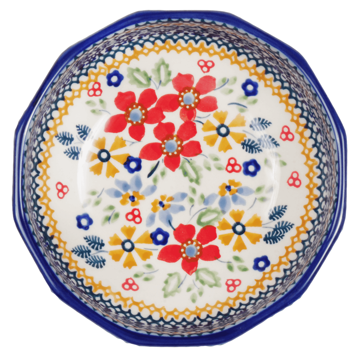 Bowl, Multiangular, 5" in "Ruby Bouquet" by Manufaktura | M058S-DPCS