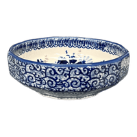 A picture of a Polish Pottery Multangular Bowl (Blue Life) | M058S-EO39 as shown at PolishPotteryOutlet.com/products/multi-angular-multi-use-bowl-blue-life-m058s-eo39