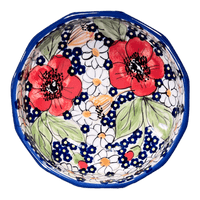 A picture of a Polish Pottery Multangular Bowl (Poppies & Posies) | M058S-IM02 as shown at PolishPotteryOutlet.com/products/multi-angular-multi-use-bowl-poppies-posies-m058s-im02