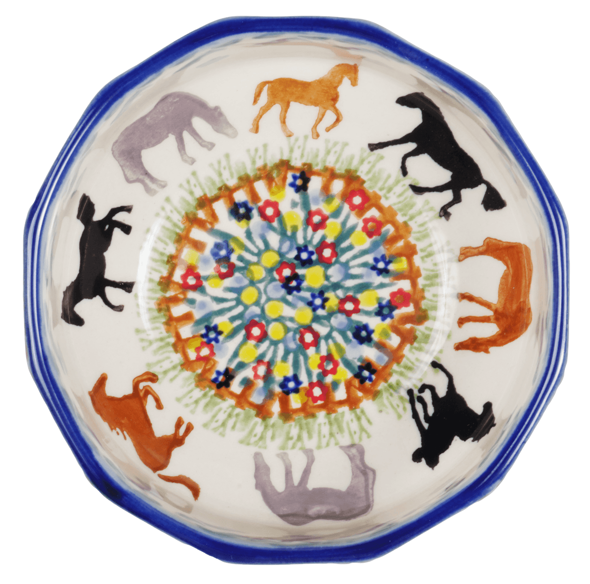 Bowl, Multiangular, 5" in "Wild Horses" by Manufaktura | M058S-INK1