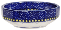 A picture of a Polish Pottery Multangular Bowl (Pansies) | M058S-JZB as shown at PolishPotteryOutlet.com/products/multiangular-multiuse-bowl-pansies