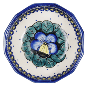Polish Pottery Multi-Angular, Multi-Use Bowl (Pansies) | M058S-JZB Additional Image at PolishPotteryOutlet.com