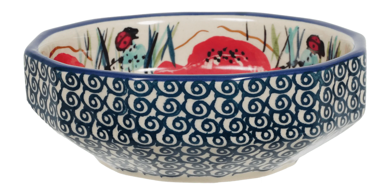 Bowl, Multiangular, 5" in "Poppy Paradise" by Manufaktura | M058S-PD01