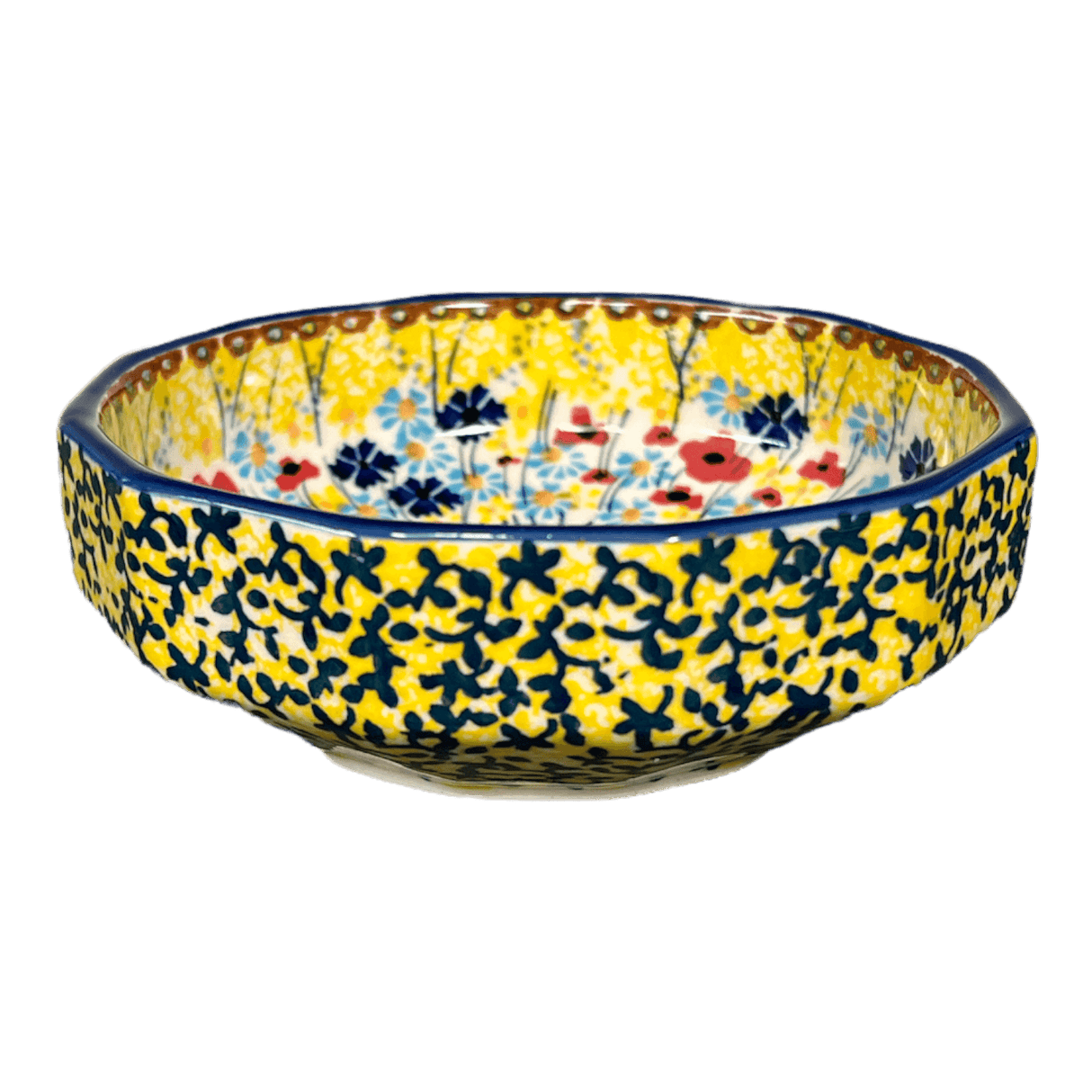 Bowl, Multiangular, 5" in "Sunlit Wildflowers" by Manufaktura | M058S-WK77