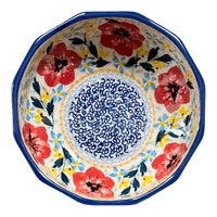 A picture of a Polish Pottery Multangular Bowl (Brilliant Wreath) | M058S-WK78 as shown at PolishPotteryOutlet.com/products/multi-angular-multi-use-bowl-brilliant-wreath-m058s-wk78