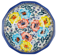 A picture of a Polish Pottery Multangular Bowl (Brilliant Garland) | M058S-WK79 as shown at PolishPotteryOutlet.com/products/multi-angular-multi-use-bowl-brilliant-garland
