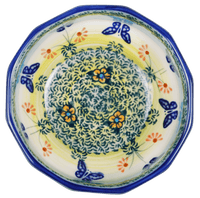 A picture of a Polish Pottery Multangular Bowl (Butterflies in Flight) | M058S-WKM as shown at PolishPotteryOutlet.com/products/multiangular-multiuse-bowl-butterflies-in-flight