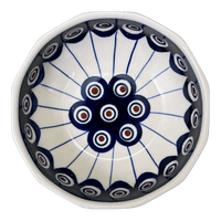A picture of a Polish Pottery Multangular Bowl (Peacock in Line) | M058T-54A as shown at PolishPotteryOutlet.com/products/multi-angular-multi-use-bowl-peacock-in-line-m058t-54a