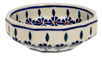 A picture of a Polish Pottery Multangular Bowl (Floral Peacock) | M058T-54KK as shown at PolishPotteryOutlet.com/products/multiangular-multiuse-bowl-floral-peacock