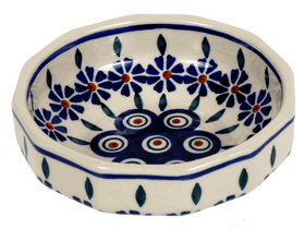 Polish Pottery Multangular Bowl (Floral Peacock) | M058T-54KK Additional Image at PolishPotteryOutlet.com