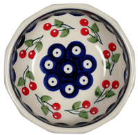 A picture of a Polish Pottery Multangular Bowl (Cherry Dot) | M058T-70WI as shown at PolishPotteryOutlet.com/products/multi-angular-multi-use-bowl-cherry-dot-m058t-70wi