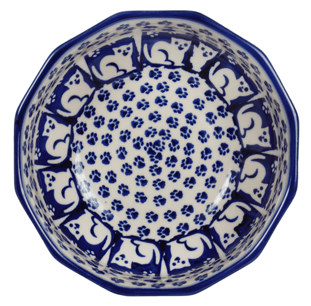 Bowl, Multiangular, 5" in "Kitty Cat Path" by Manufaktura | M058T-KOT6