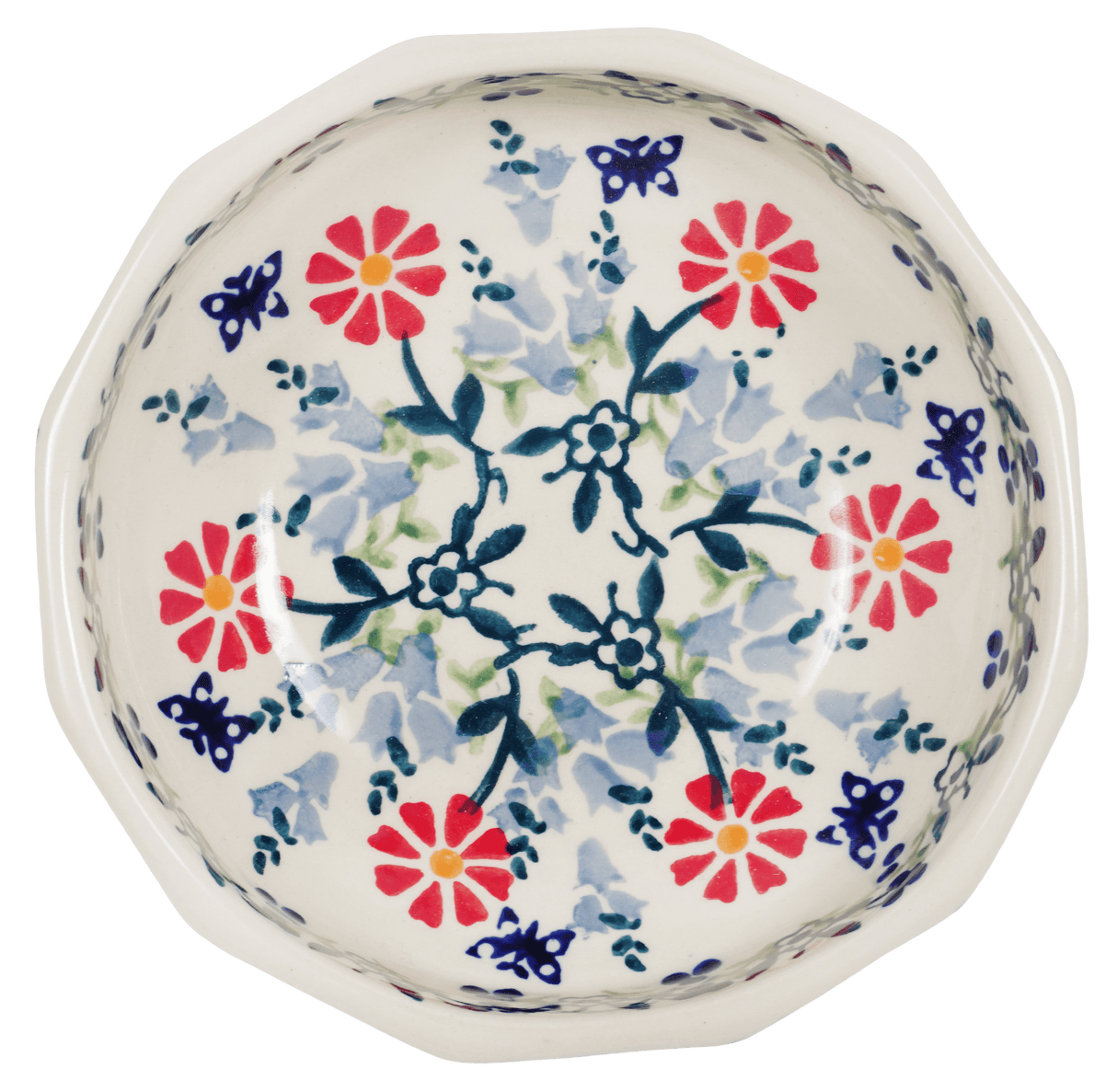 Bowl, Multiangular, 5" in "Butterfly Blossoms" by Manufaktura | M058T-MM02