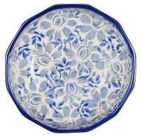 A picture of a Polish Pottery Multangular Bowl (English Blue) | M058U-AS53 as shown at PolishPotteryOutlet.com/products/multi-angular-multi-use-bowl-english-blue