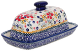 Butter Dish, American, 4" x 7.5" in "Ruby Bouquet" by Manufaktura | M074S-DPCS