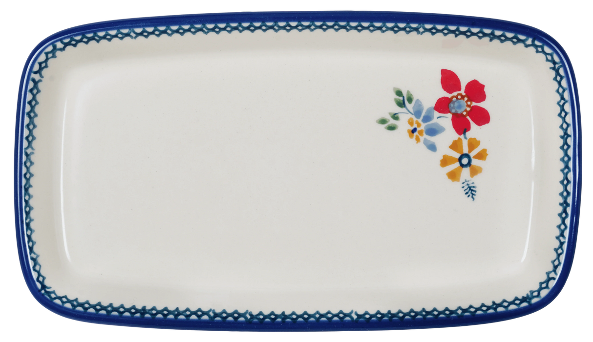 Butter Dish, American, 4" x 7.5" in "Ruby Bouquet" by Manufaktura | M074S-DPCS