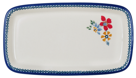 Butter Dish, American, 4" x 7.5" in "Ruby Bouquet" by Manufaktura | M074S-DPCS