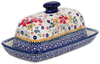 Polish Pottery American Butter Dish (Ruby Bouquet) | M074S-DPCS at PolishPotteryOutlet.com