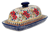 Butter Dish, American, 4" x 7.5" in "Ruby Duet" by Manufaktura | M074S-DPLC