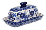 Butter Dish, American, 4" x 7.5" in "Blue Life" by Manufaktura | M074S-EO39