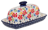 Butter Dish, American, 4" x 7.5" in "Brilliant Bouquet" by Manufaktura | M074S-J113