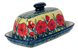 Butter Dish, American, 4" x 7.5" in "Poppies in Bloom" by Manufaktura | M074S-JZ34