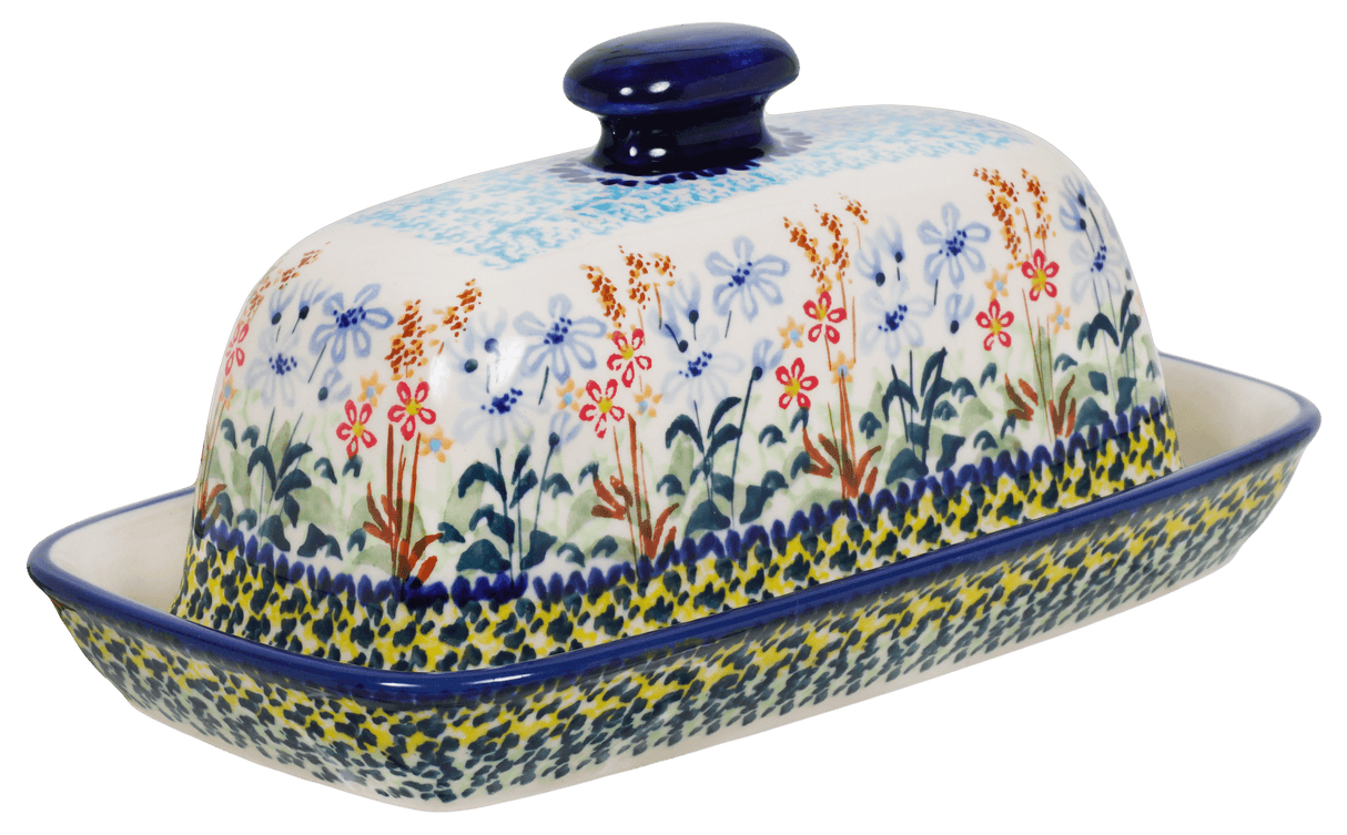 Butter Dish, American, 4" x 7.5" in "Pastel Garden" by Manufaktura | M074S-JZ38