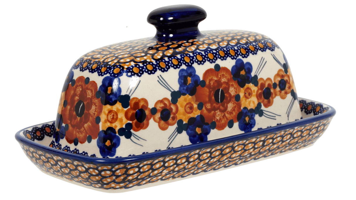 Butter Dish, American, 4" x 7.5" in "Bouquet in a Basket" by Manufaktura | M074S-JZK