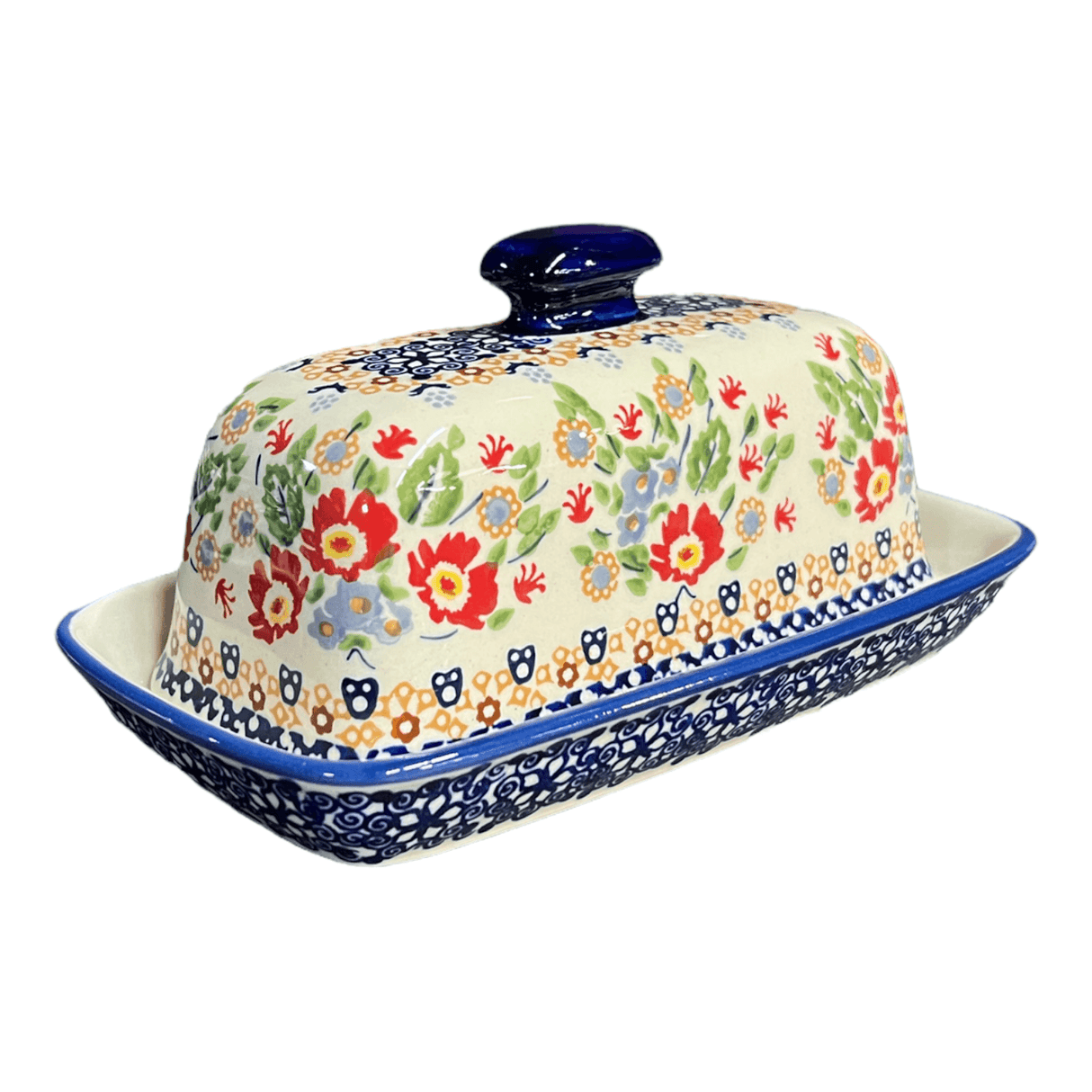 Butter Dish, American, 4" x 7.5" in "Poppy Persuasion" by Manufaktura | M074S-P265