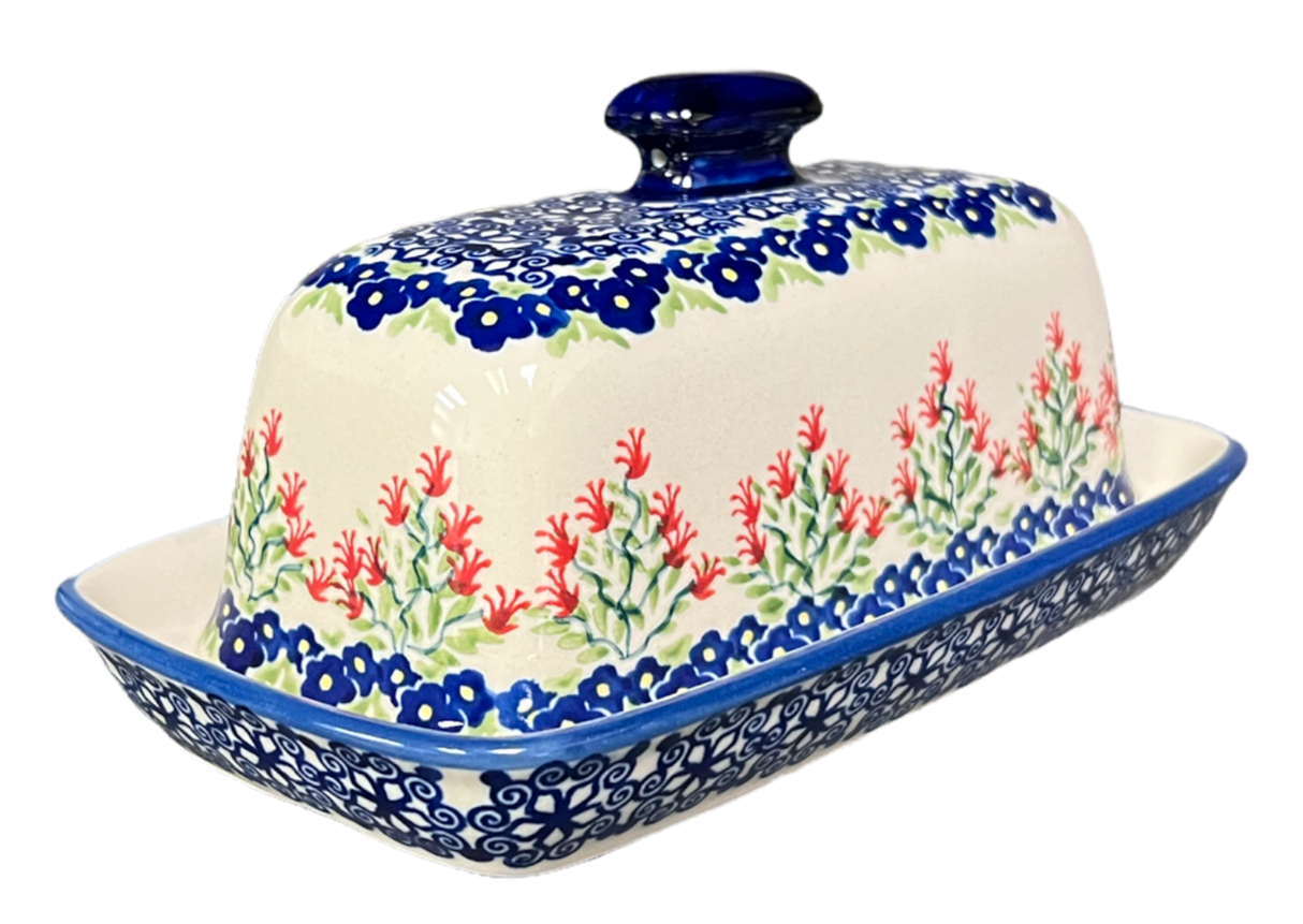 Butter Dish, American, 4" x 7.5" in "Burning Thistle" by Manufaktura | M074S-P270