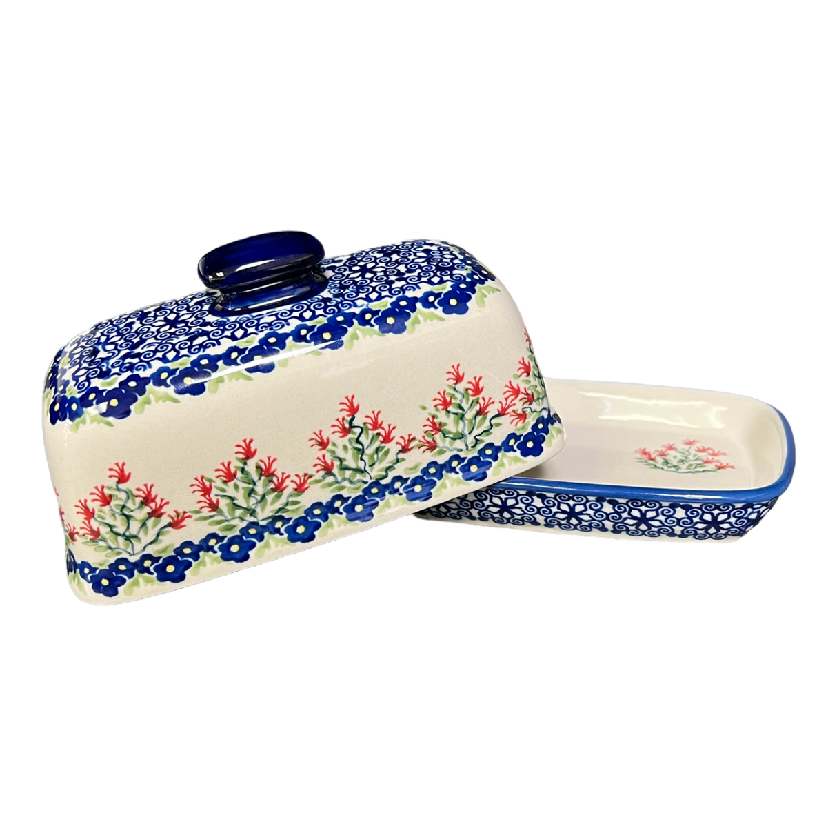 Butter Dish, American, 4" x 7.5" in "Burning Thistle" by Manufaktura | M074S-P270