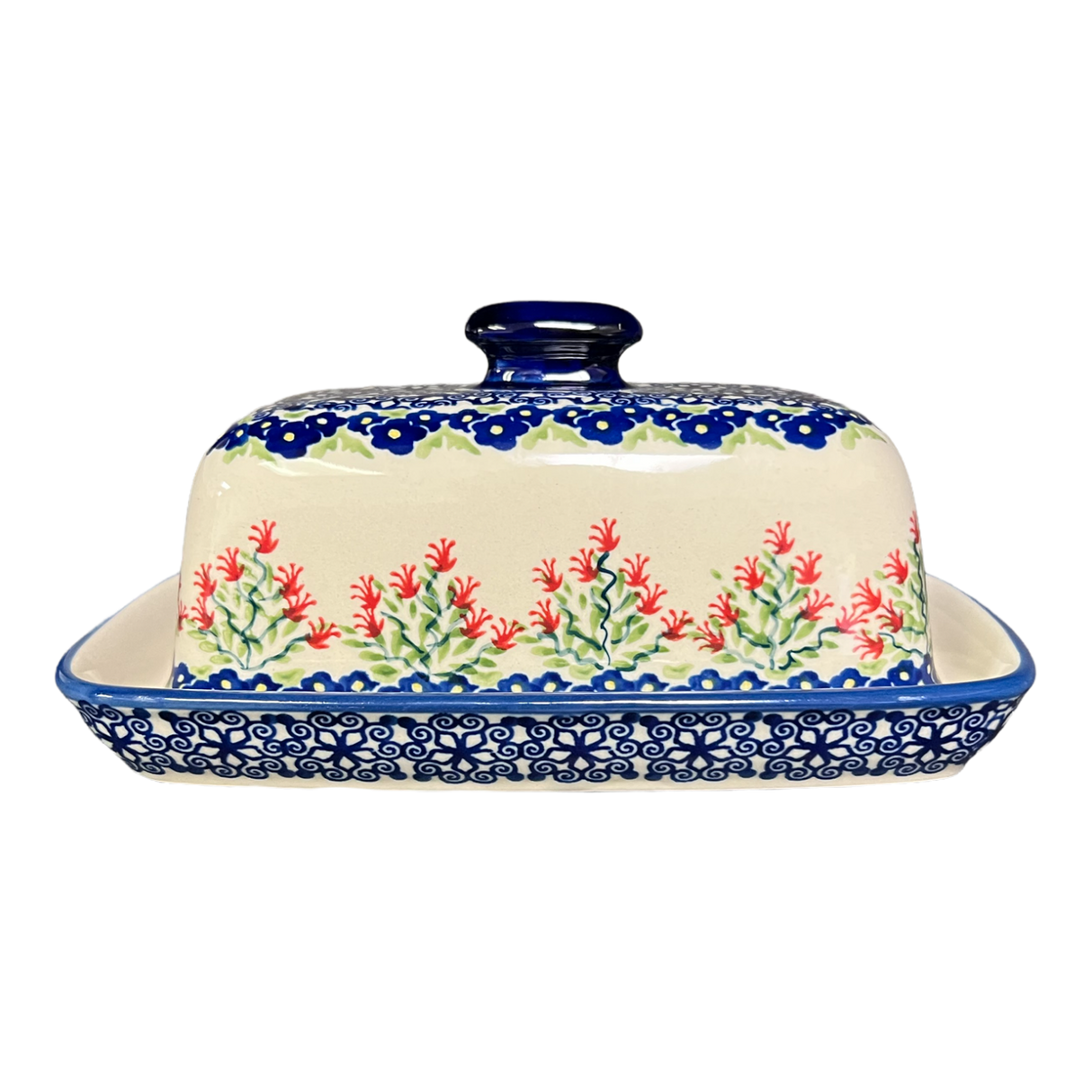 Butter Dish, American, 4" x 7.5" in "Burning Thistle" by Manufaktura | M074S-P270