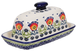 Butter Dish, American, 4" x 7.5" in "Floral Fans" by Manufaktura | M074S-P314