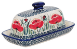 Butter Dish, American, 4" x 7.5" in "Poppy Paradise" by Manufaktura | M074S-PD01