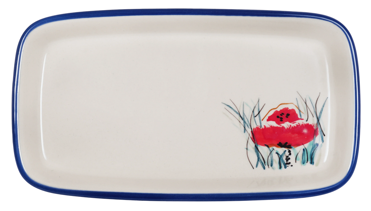 Butter Dish, American, 4" x 7.5" in "Poppy Paradise" by Manufaktura | M074S-PD01