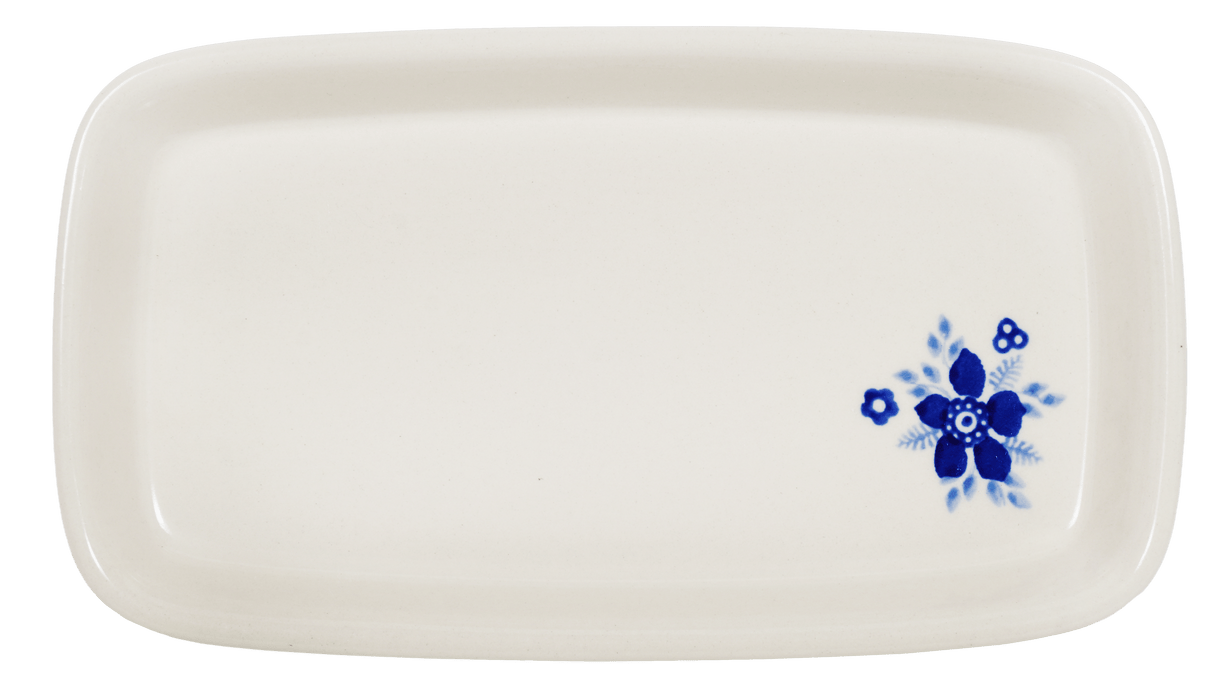 Butter Dish, American, 4" x 7.5" in "Duet in Blue & White" by Manufaktura | M074S-SB04