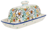 Butter Dish, American, 4" x 7.5" in "Daisy Bouquet" by Manufaktura | M074S-TAB3