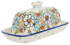 Polish Pottery American Butter Dish (Daisy Bouquet) | M074S-TAB3 at PolishPotteryOutlet.com