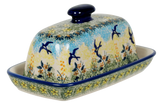 Butter Dish, American, 4" x 7.5" in "Soaring Swallows" by Manufaktura | M074S-WK57