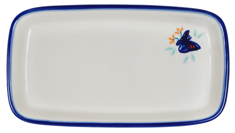 Butter Dish, American, 4" x 7.5" in "Butterfly Bliss" by Manufaktura | M074S-WK73