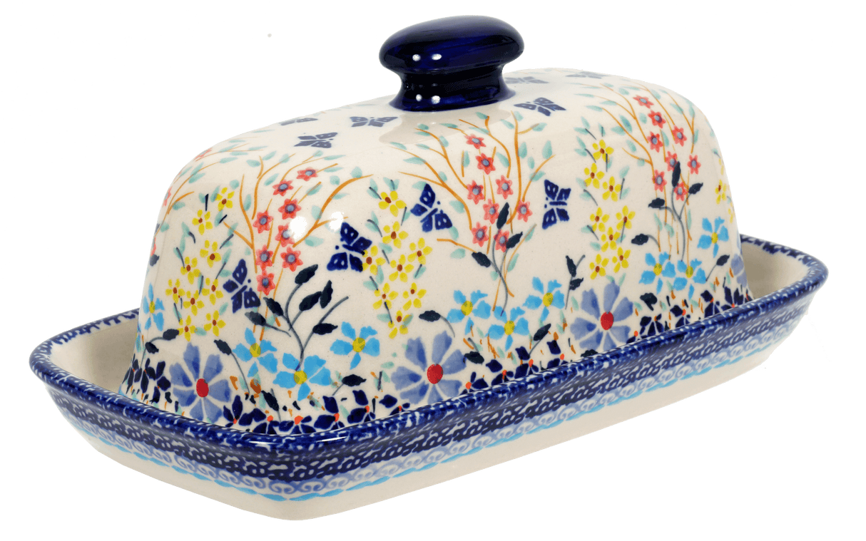 Butter Dish, American, 4" x 7.5" in "Butterfly Bounty" by Manufaktura | M074S-WK76
