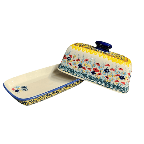 Butter Dish, American, 4" x 7.5" in "Sunlit Wildflowers" by Manufaktura | M074S-WK77