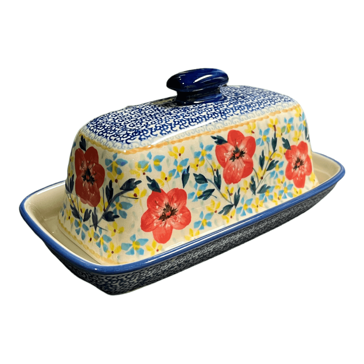 Butter Dish, American, 4" x 7.5" in "Brilliant Wreath" by Manufaktura | M074S-WK78